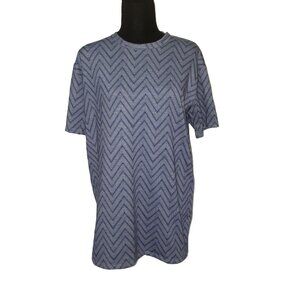 LuLaRoe Patrick T Blue Zigzag Geometric Print Shirt Size S Unisex Short Sleeve